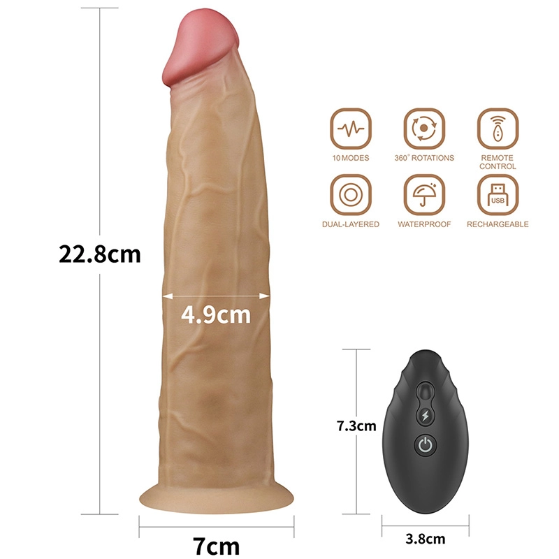Rotirajuci dildo 23cm 9in Dual Layered Platinum Silicone Rotator hover